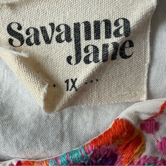 Savanna Jane Cottagecore Embroidered Peasant Peplum Top Size 1X - Picture 5 of 5